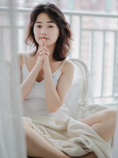牛奶肌美少女吊带香肩室内写真
